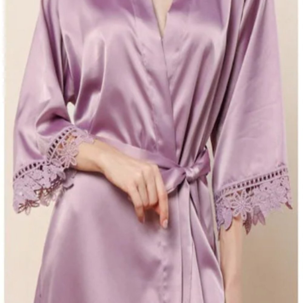 Lace Silk Satin Robe